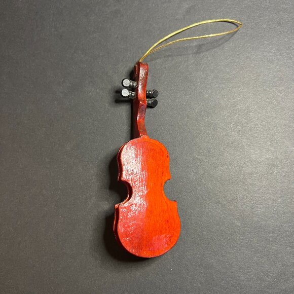 Vintage MCM 1970s Handcrafted Wooden Violin Viola Christmas Tree Ornament 5" - Picture 5 of 6